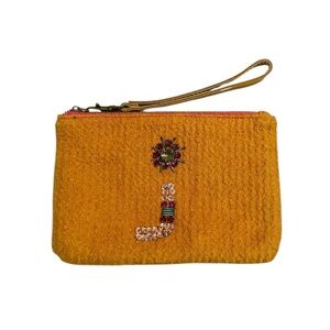 Miss Albright Specialties Embellished Yellow Woven Wristlet
